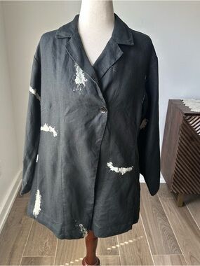 Bitte Kai Rand Linen Jacket with Splatter Print Size Large